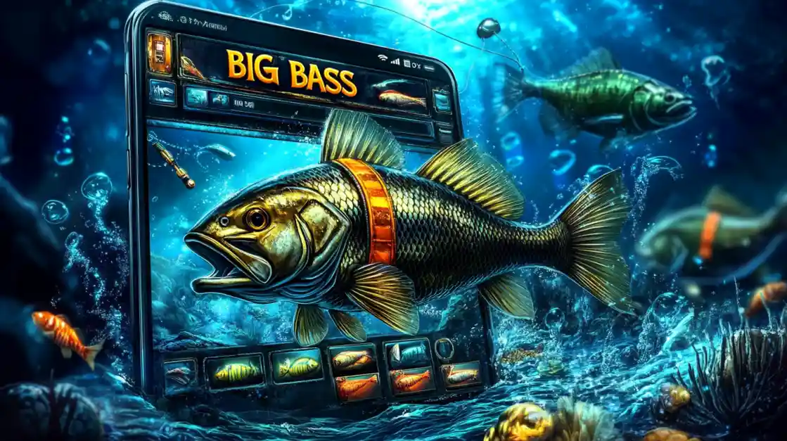 Big Bass fishing-themed slot game displayed on mobile phone with realistic bass fish in underwater environment at 88FB